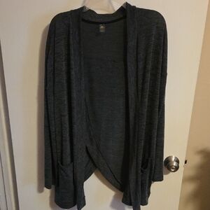 Xersion Gray Cardigan Sweater Lightweight Knit